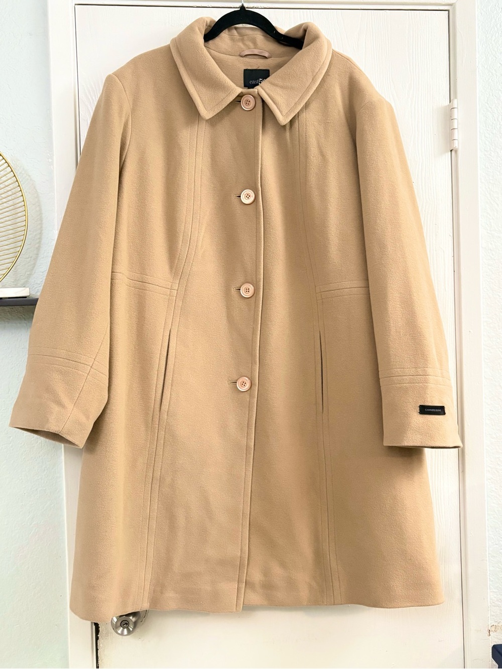 East5th Classic Camel Cashmere Wool Blend Button Front Coat 3X